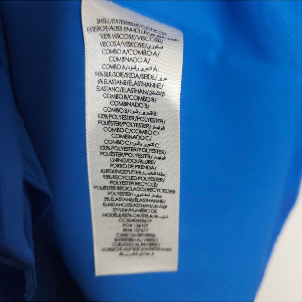 Alice + Olivia Antonette Vibrant Blue Long Sleeve Dress Silk NWT /MISSING SASH - Picture 6 of 8